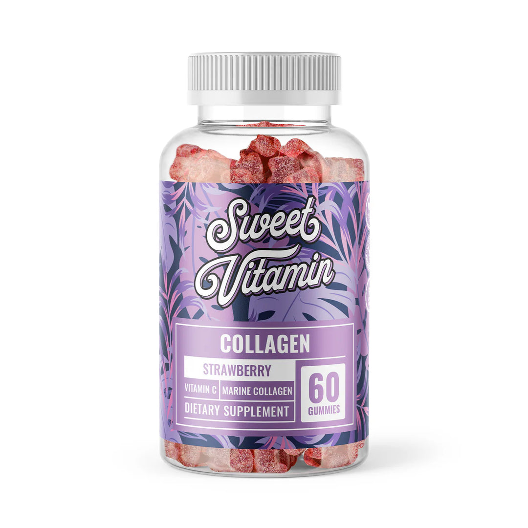 Sweet Vitamin- Collagen-Vitamin C, Marine Collagen, Bee Pollen and More, Strawberry, 60 ct