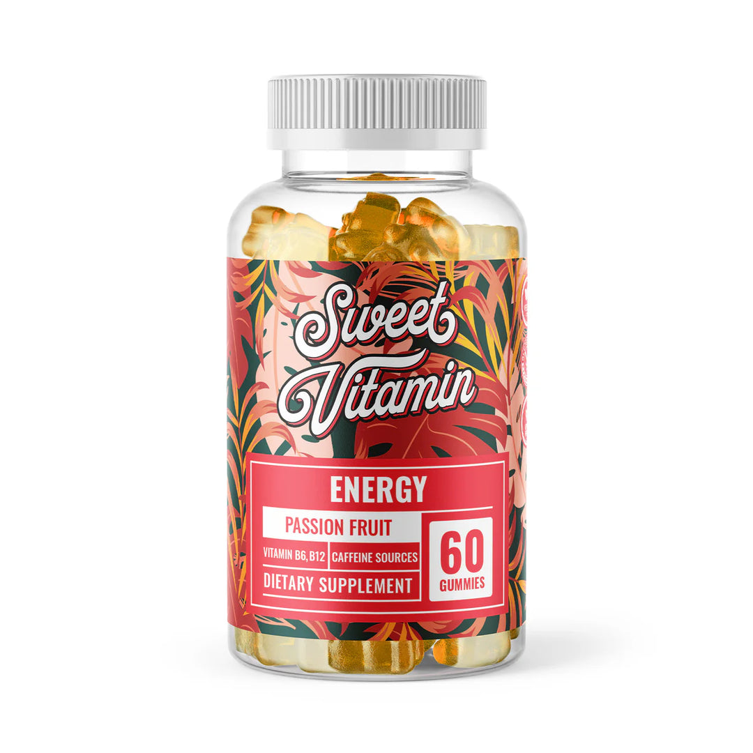 Sweet Vitamin- Energy Gummies-Vitamin B6,B12, Green Tea Extract and More, Passion Fruit, 60 ct